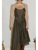 xana silk linen dress brown front