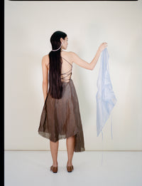 xana silk linen dress brown