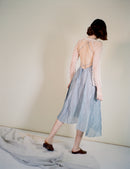 xana silk linen dress silverblue back