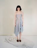 xana silk linen dress silverblue front